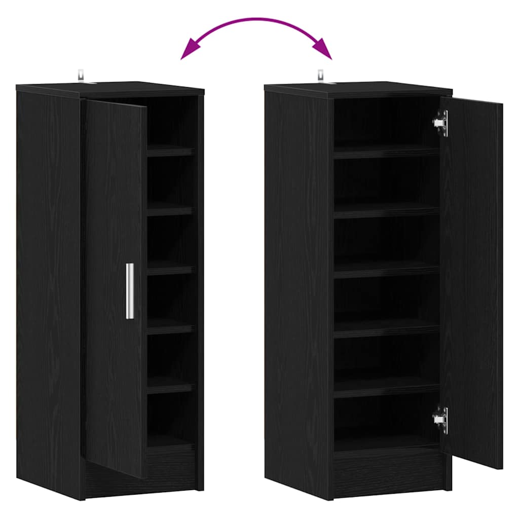 Sko skab 32 x 35 x 92 cm Konstrueret træ Sort eg
