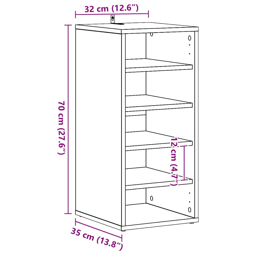 Sko skab 32 x 35 x 70 cm Konstrueret træ Sort eg