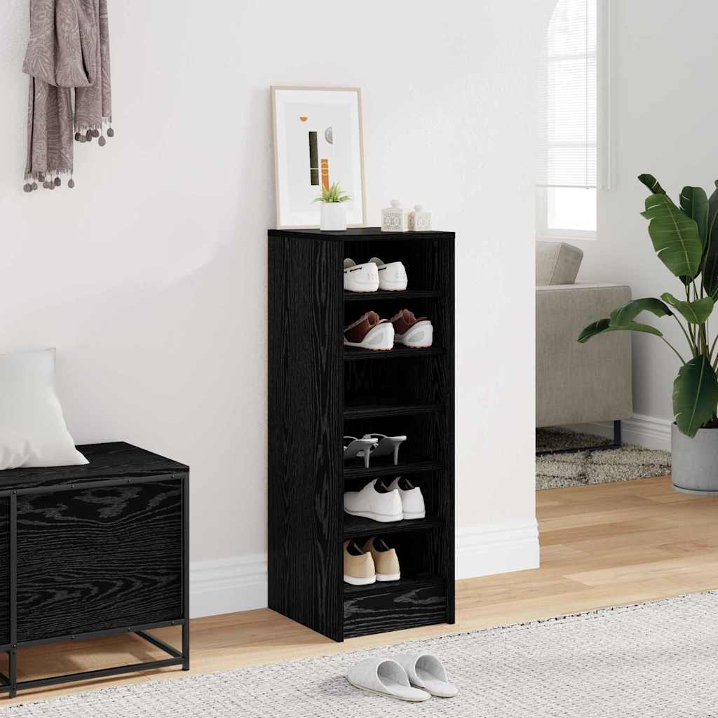 Sko skab 32 x 35 x 90 cm Konstrueret træ Sort eg