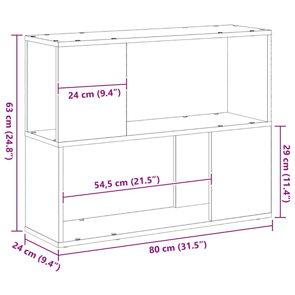 TV-møbelsæt 80 x 24 x 63 cm Sort eg Konstrueret træ