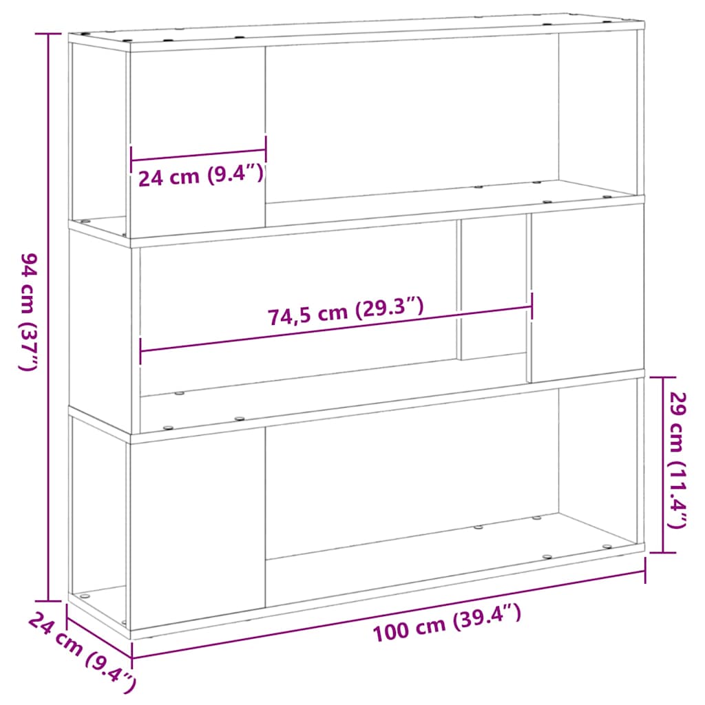 TV-møbelsæt 100 x 24 x 94 cm Sort eg Konstrueret træ