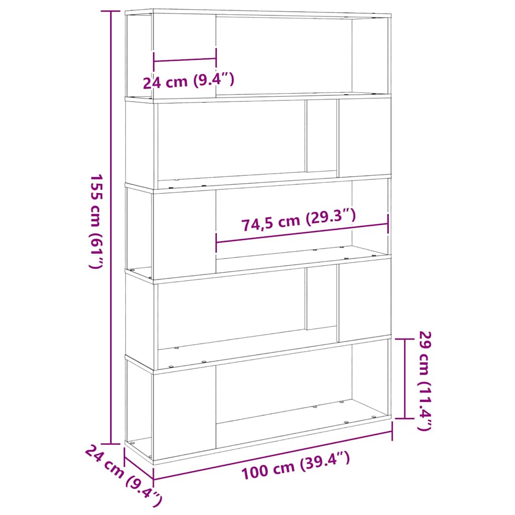 TV-møbelsæt 100 x 24 x 155 cm Sort eg Konstrueret træ