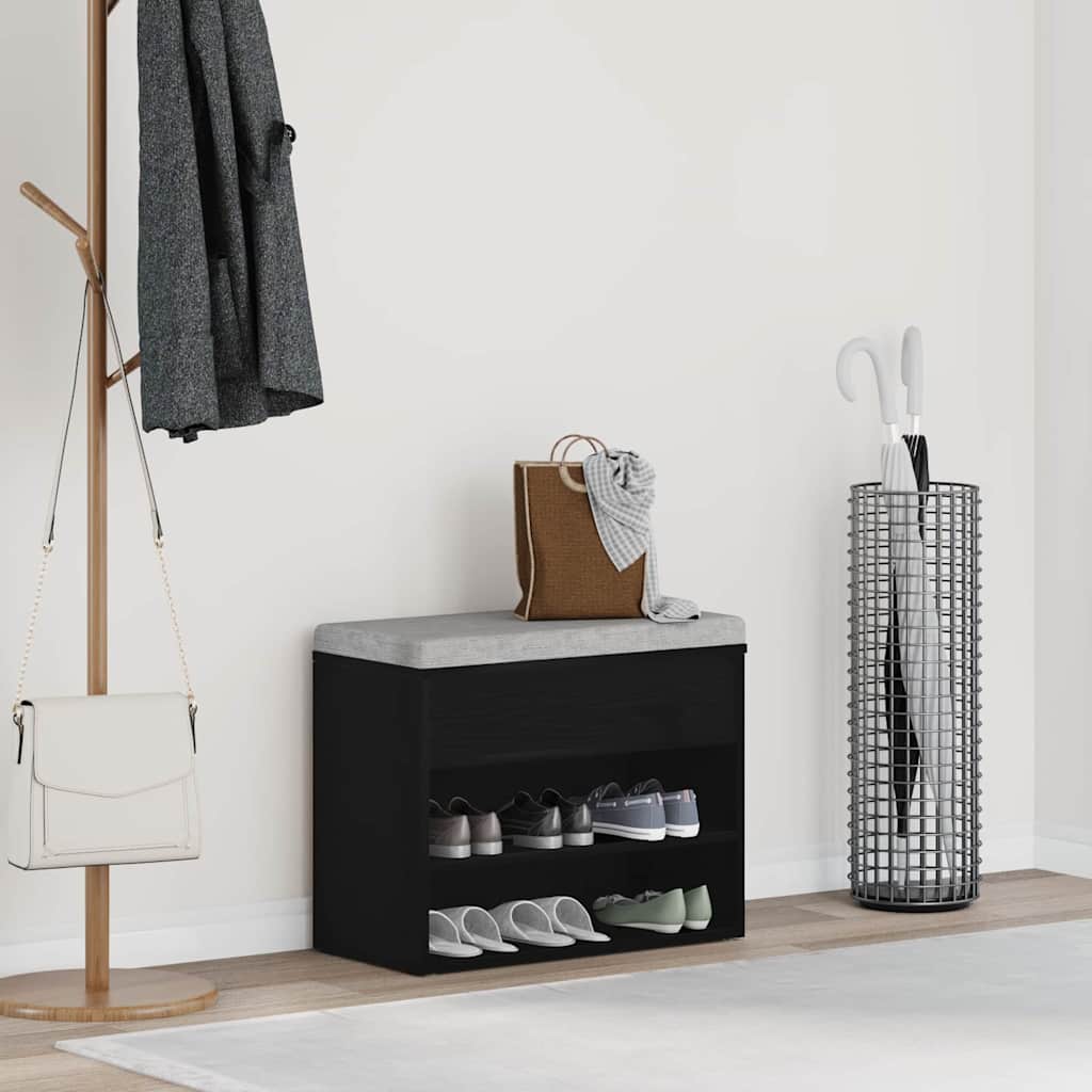 Sko bænk 60 x 30 x 45 cm Konstrueret træ Sort eg