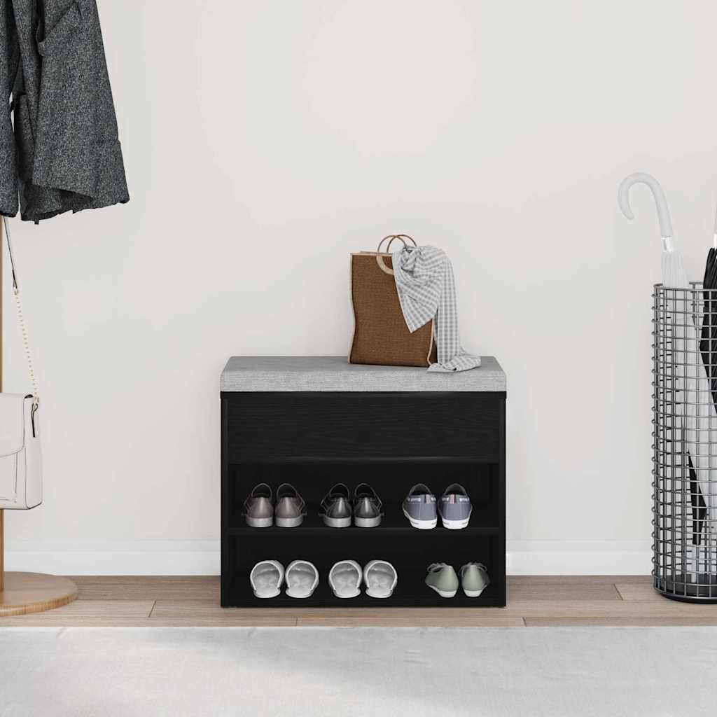 Sko bænk 60 x 30 x 45 cm Konstrueret træ Sort eg