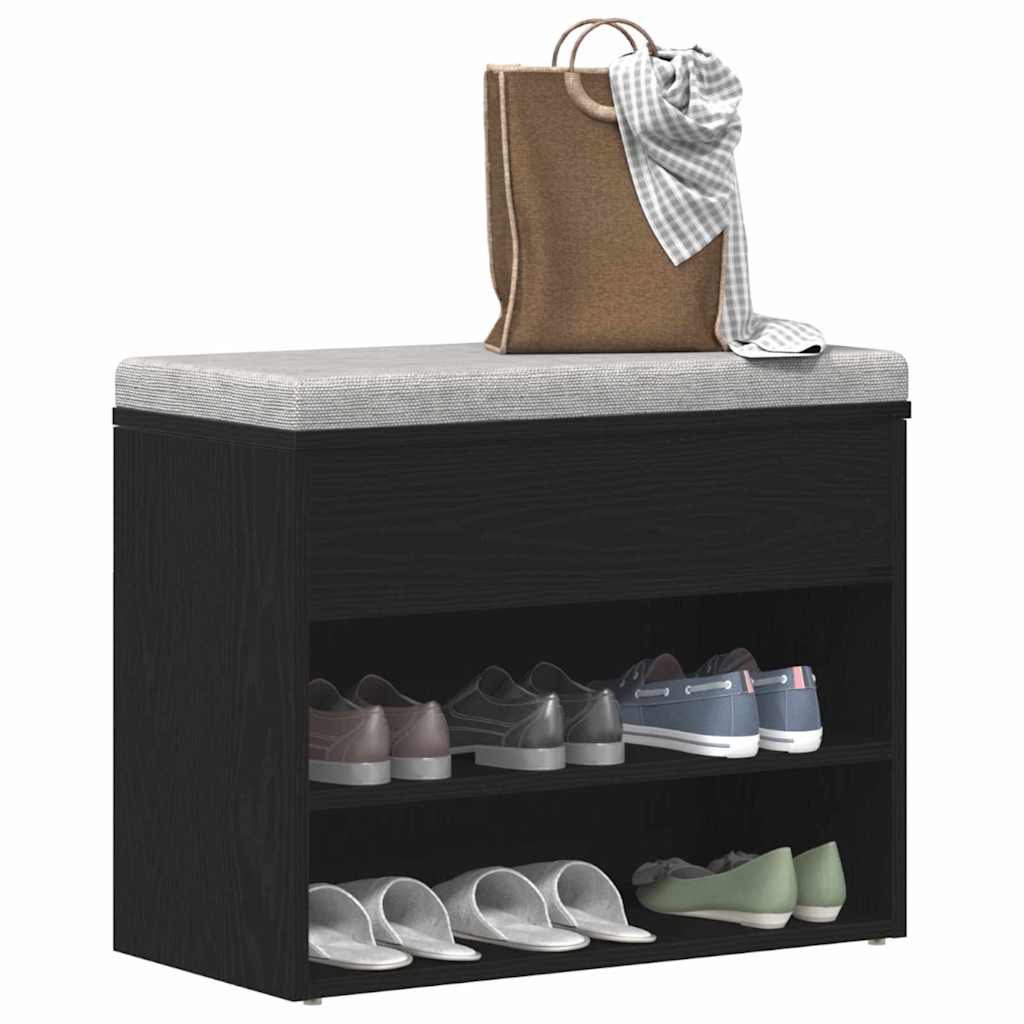 Sko bænk 60 x 30 x 45 cm Konstrueret træ Sort eg