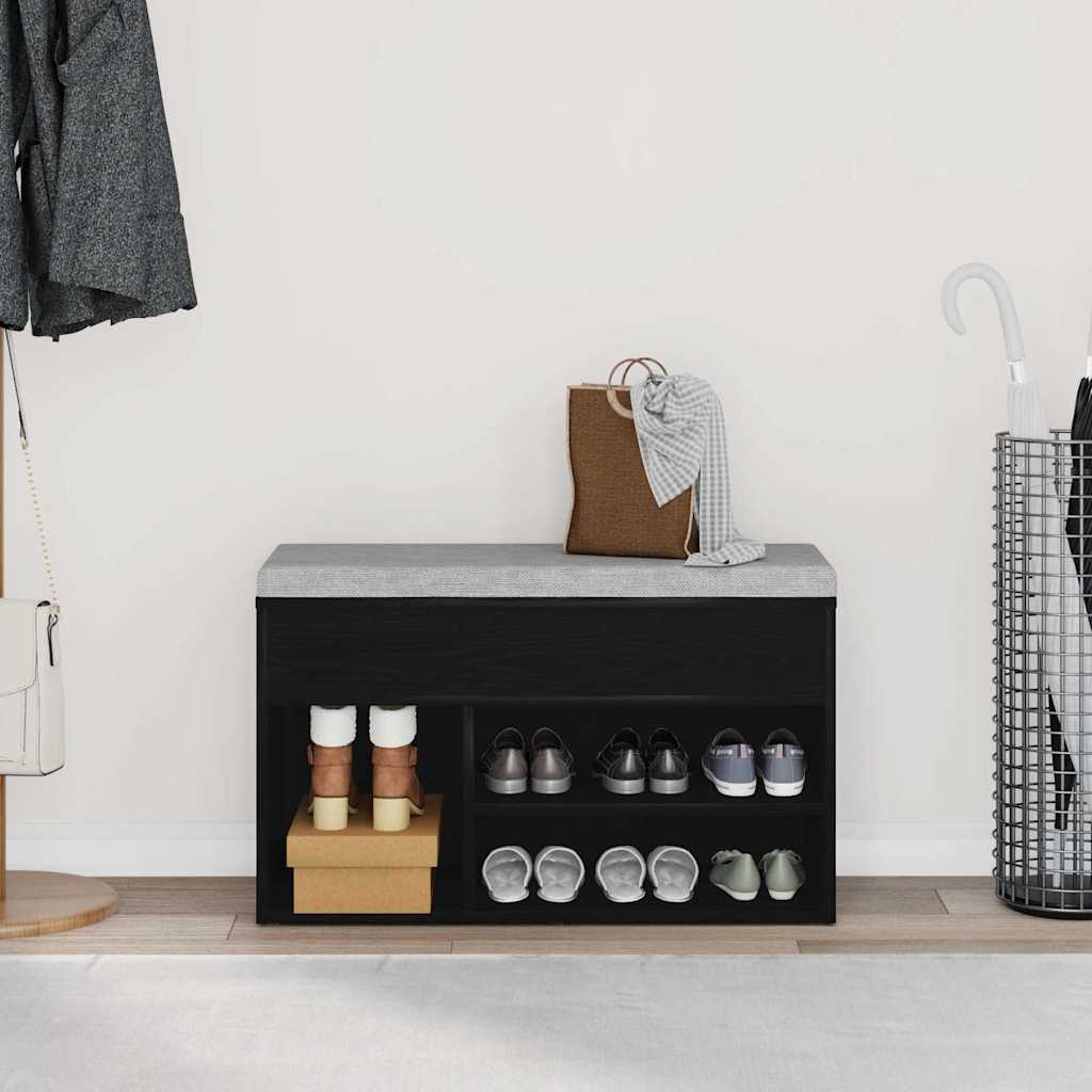Sko bænk 80 x 30 x 45 cm Konstrueret træ Sort eg