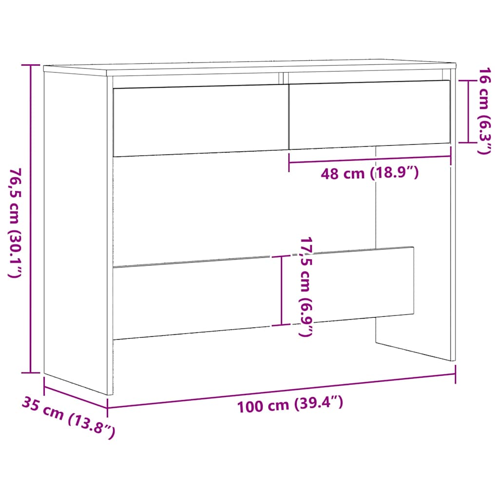 Konsolbord Sort eg 100 x 35 x 76,5 cm Konstrueret træ