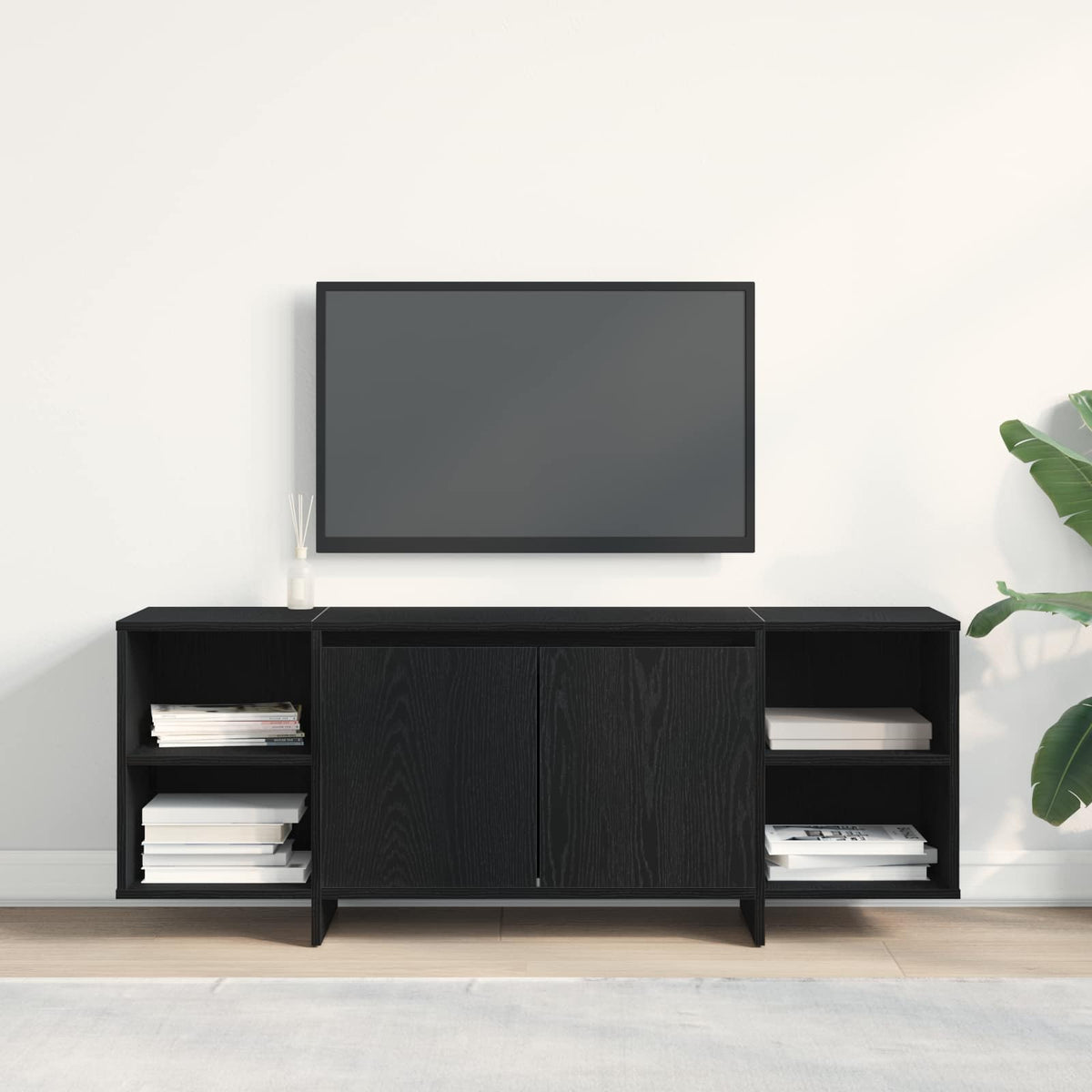 TV-skab 130 x 35 x 50 cm Sort eg Konstrueret træ