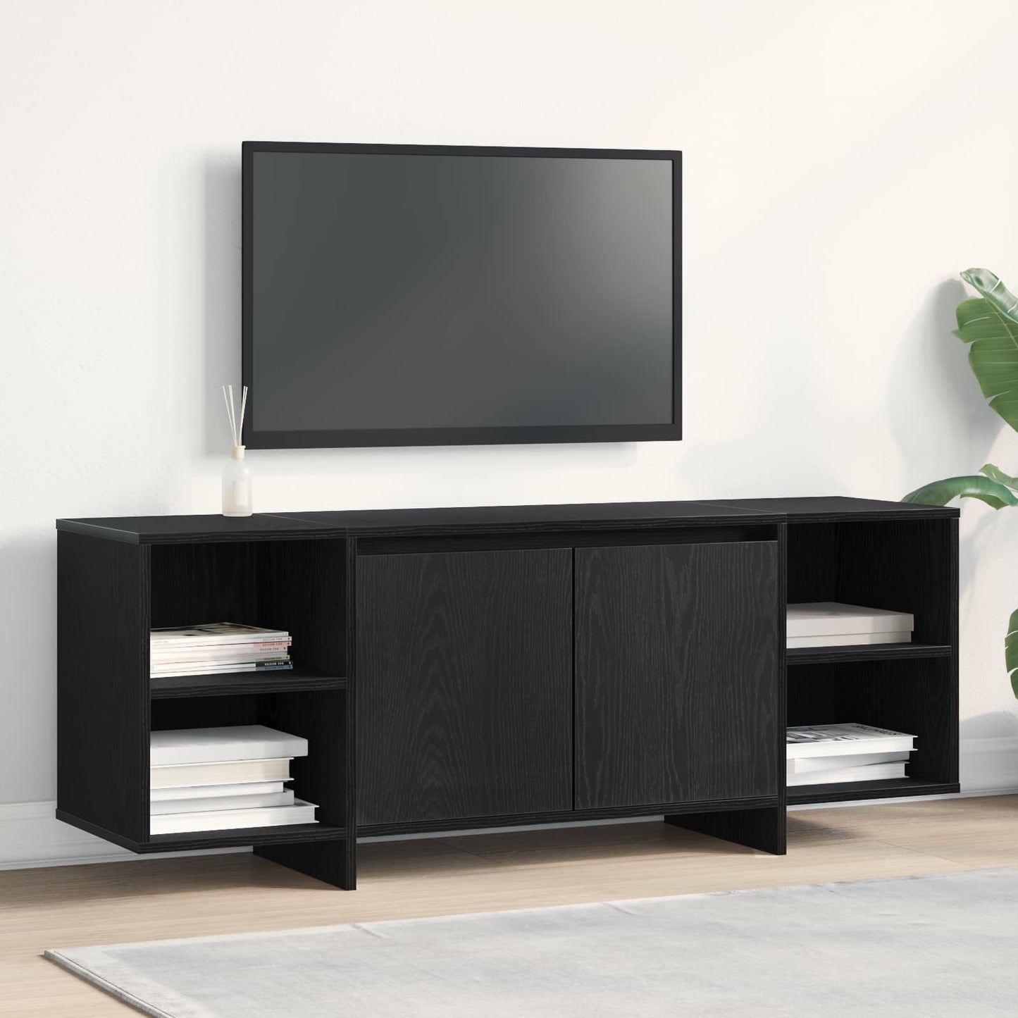 TV-skab 130 x 35 x 50 cm Sort eg Konstrueret træ