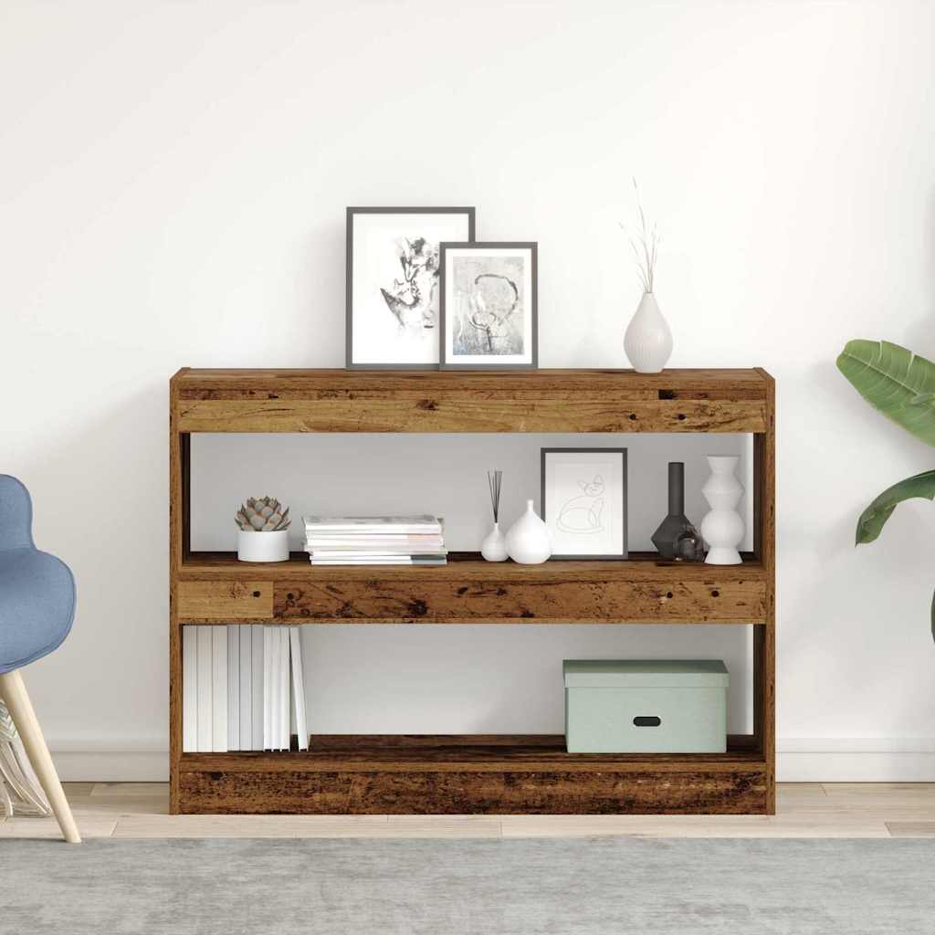 Bogreol 2 niveauer 100 x 30 x 72 cm Konstrueret træ Gammelt træ