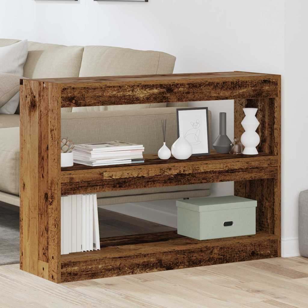 Bogreol 2 niveauer 100 x 30 x 72 cm Konstrueret træ Gammelt træ