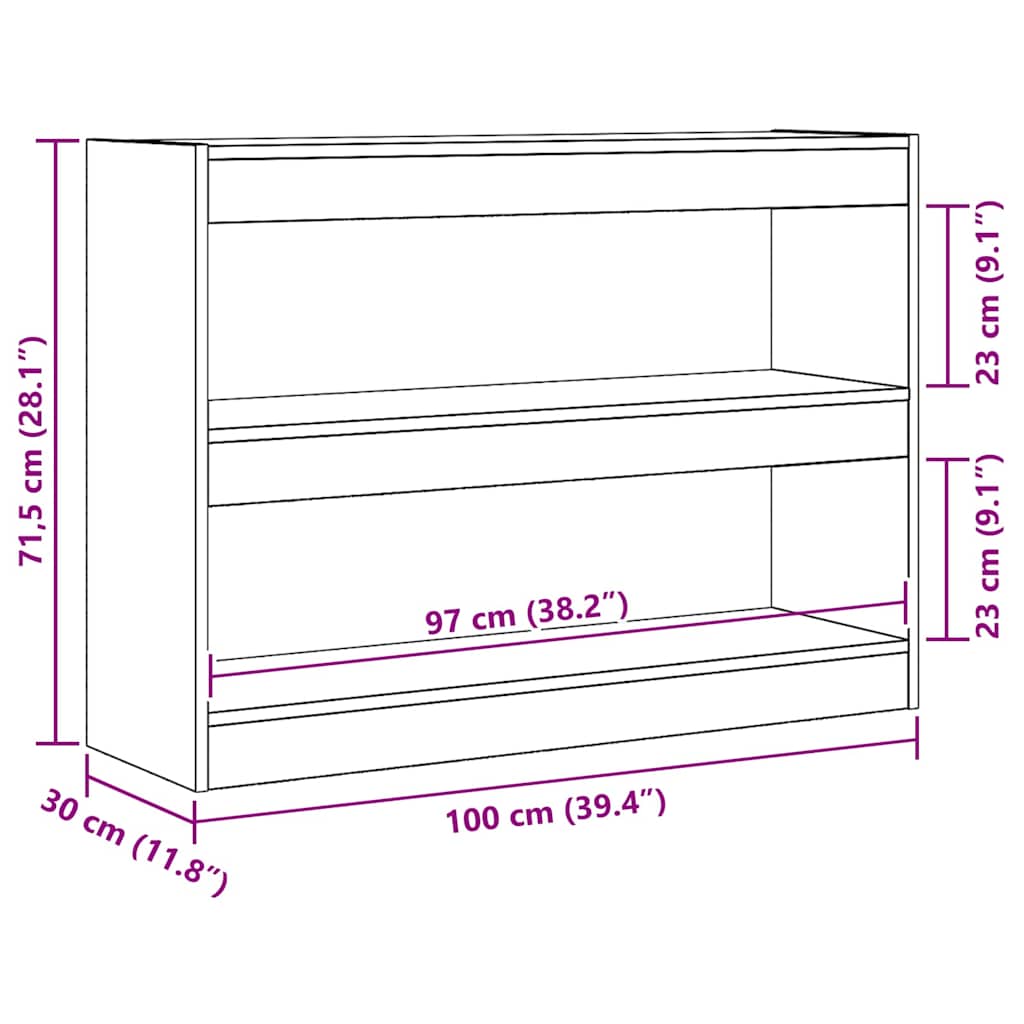 Bogreol 2 niveauer 100 x 30 x 72 cm Konstrueret træ Gammelt træ