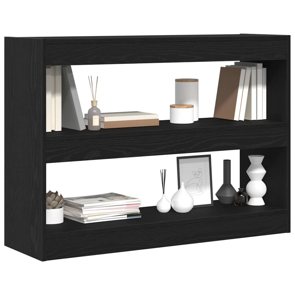 Bogreol 2 niveauer 100 x 30 x 72 cm Konstrueret træ Sort eg