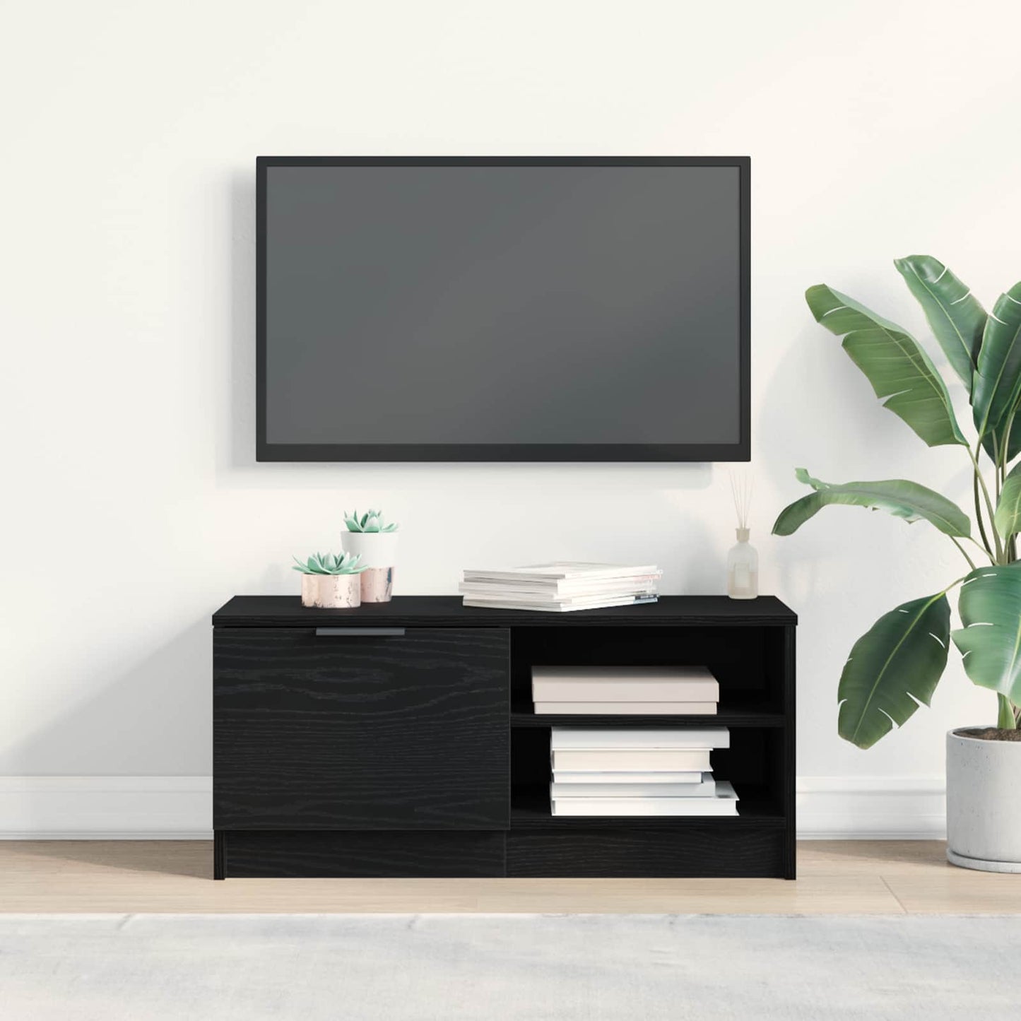 TV-skab 80 x 35 x 36,5 cm Sort eg Konstrueret træ