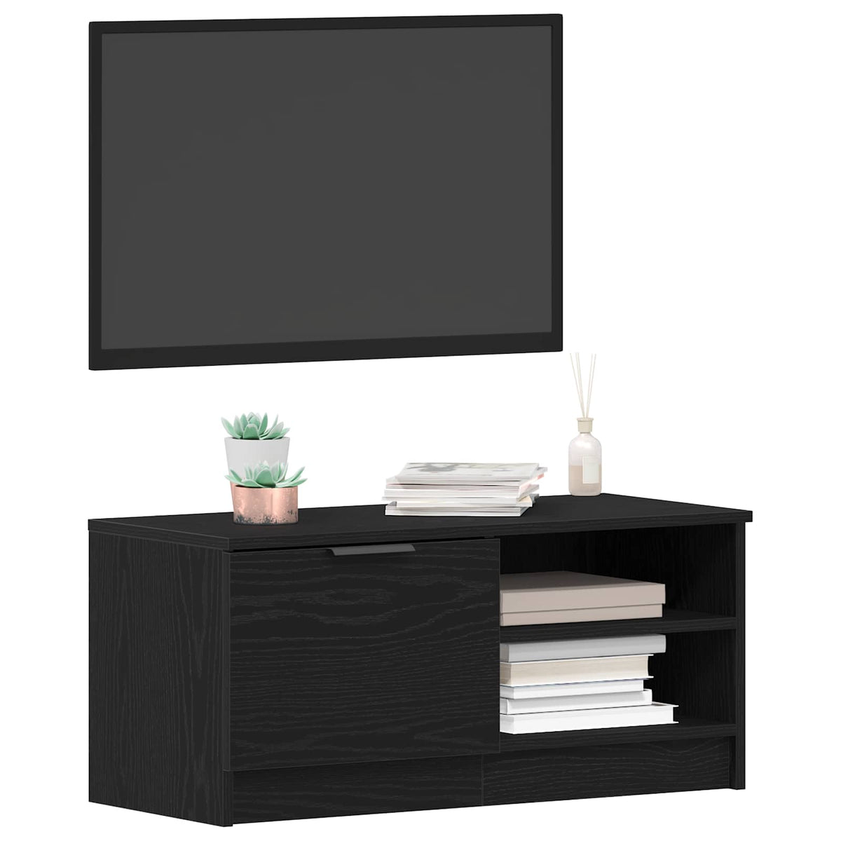TV-skab 80 x 35 x 36,5 cm Sort eg Konstrueret træ