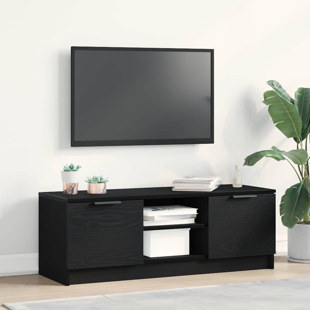 TV-skab 102 x 32 x 35,5 cm Sort eg Konstrueret træ