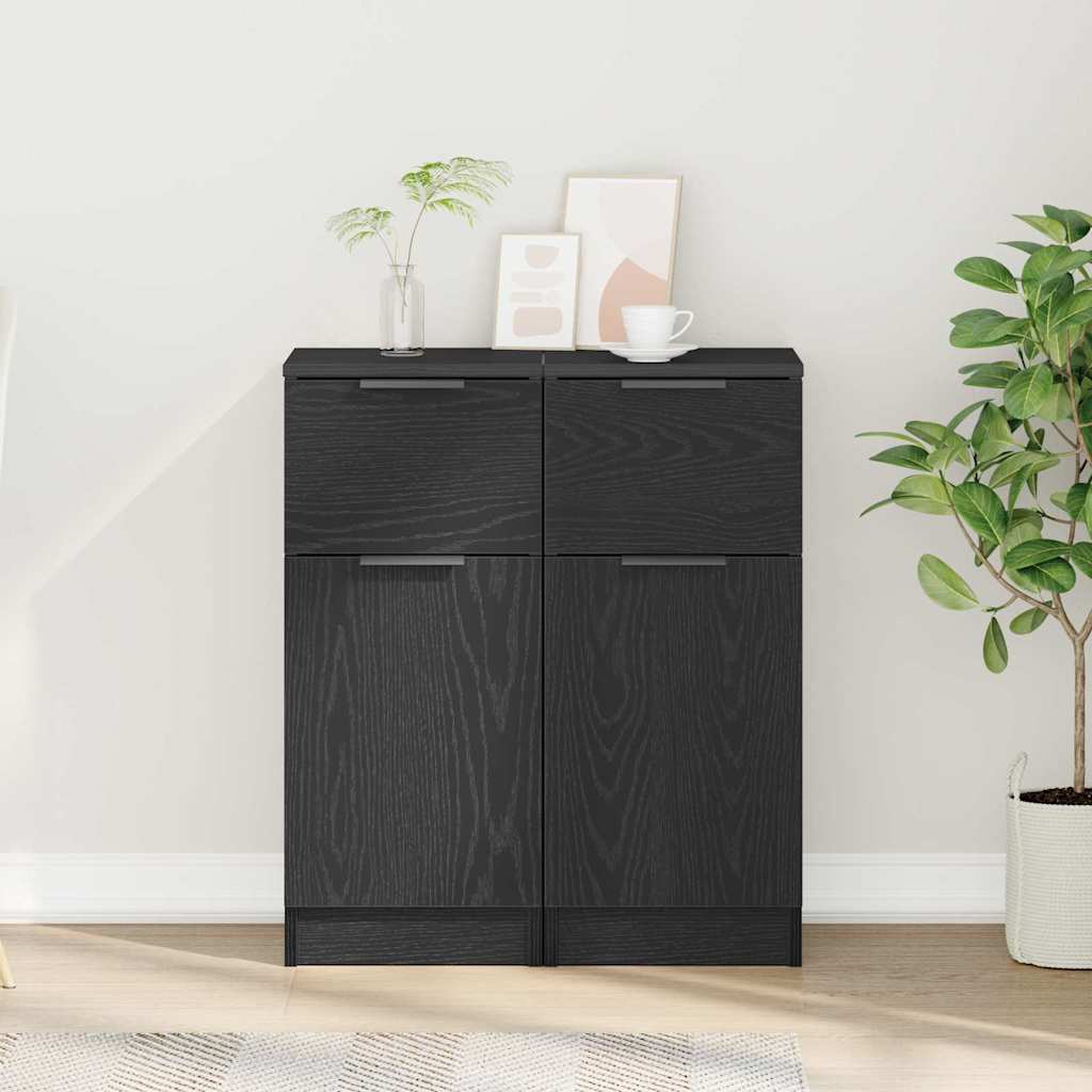 Sideboard 2 stk. Sort eg 30 x 30 x 70 cm Konstrueret træ
