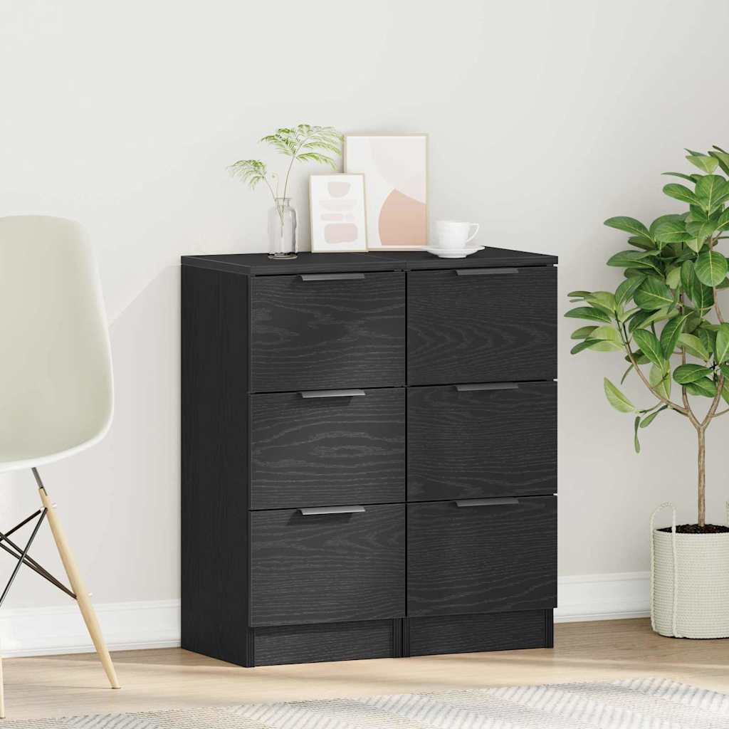 Sideboard 2 stk. Sort eg 30 x 30 x 70 cm Konstrueret træ