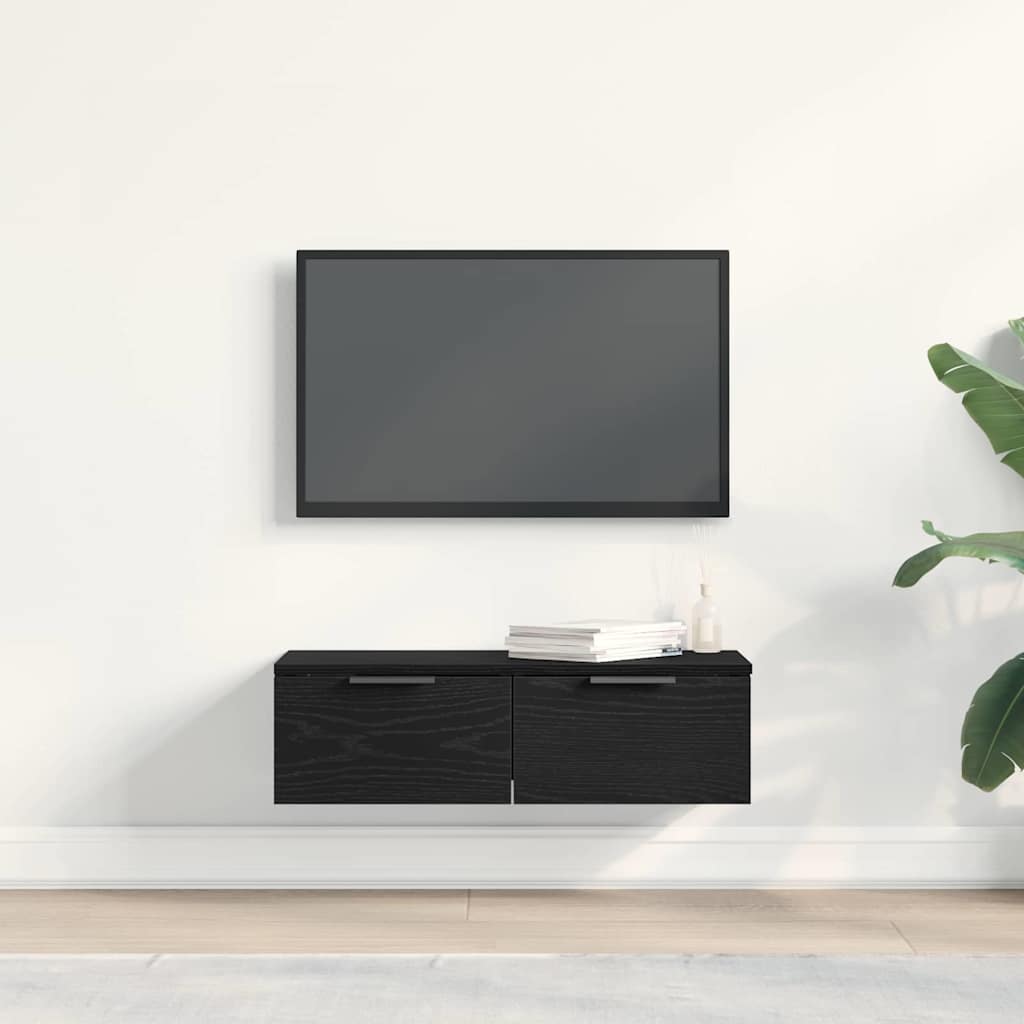 Vægskab med skuffe Sort eg 68 x 30 x 20 cm Konstrueret træ