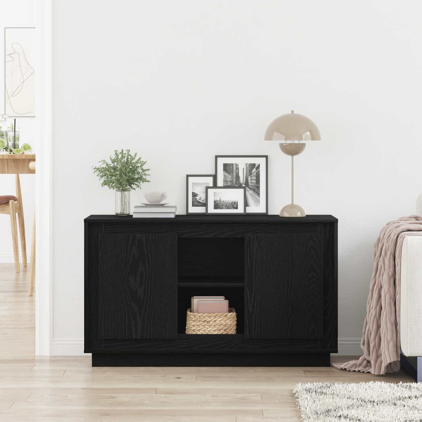 Sideboard Sort eg 102 x 35 x 60 cm Konstrueret træ