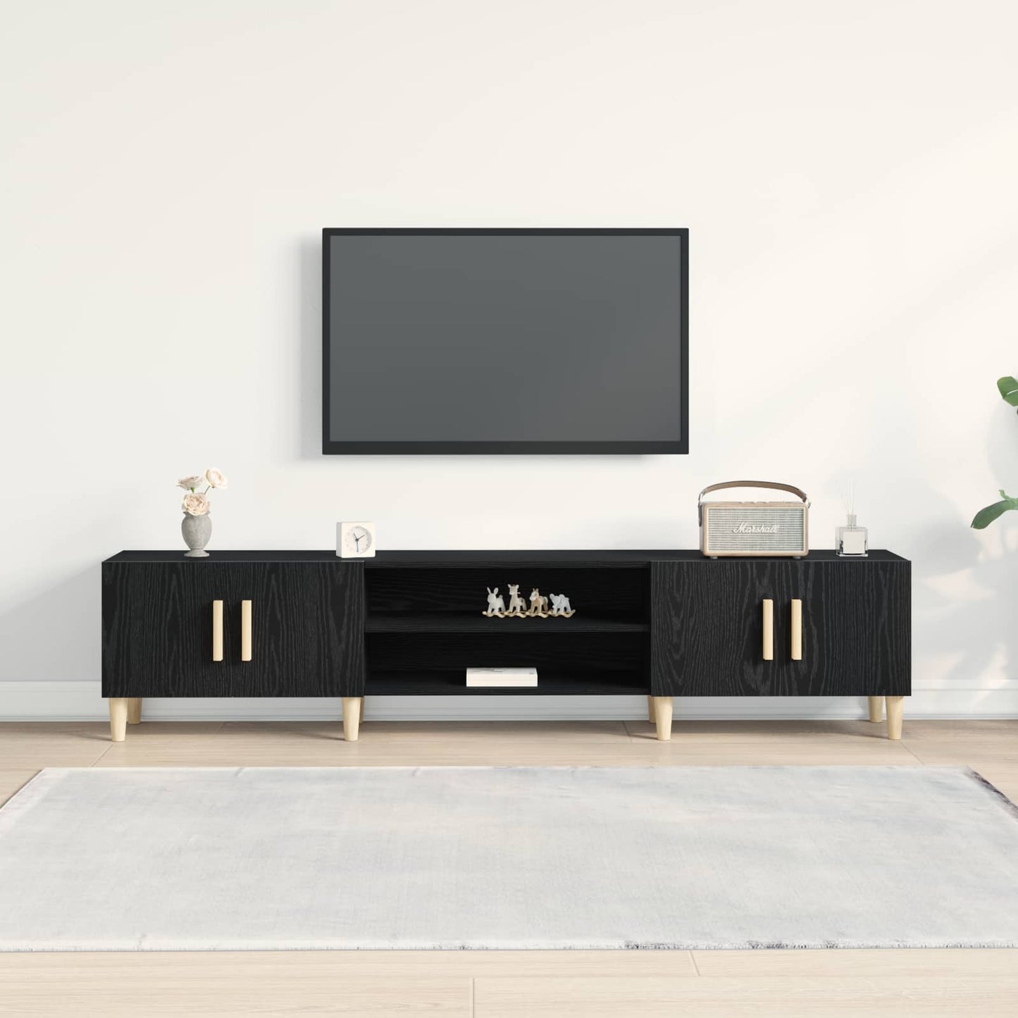 TV-skab 180 x 31,5 x 40 cm Sort eg Konstrueret træ