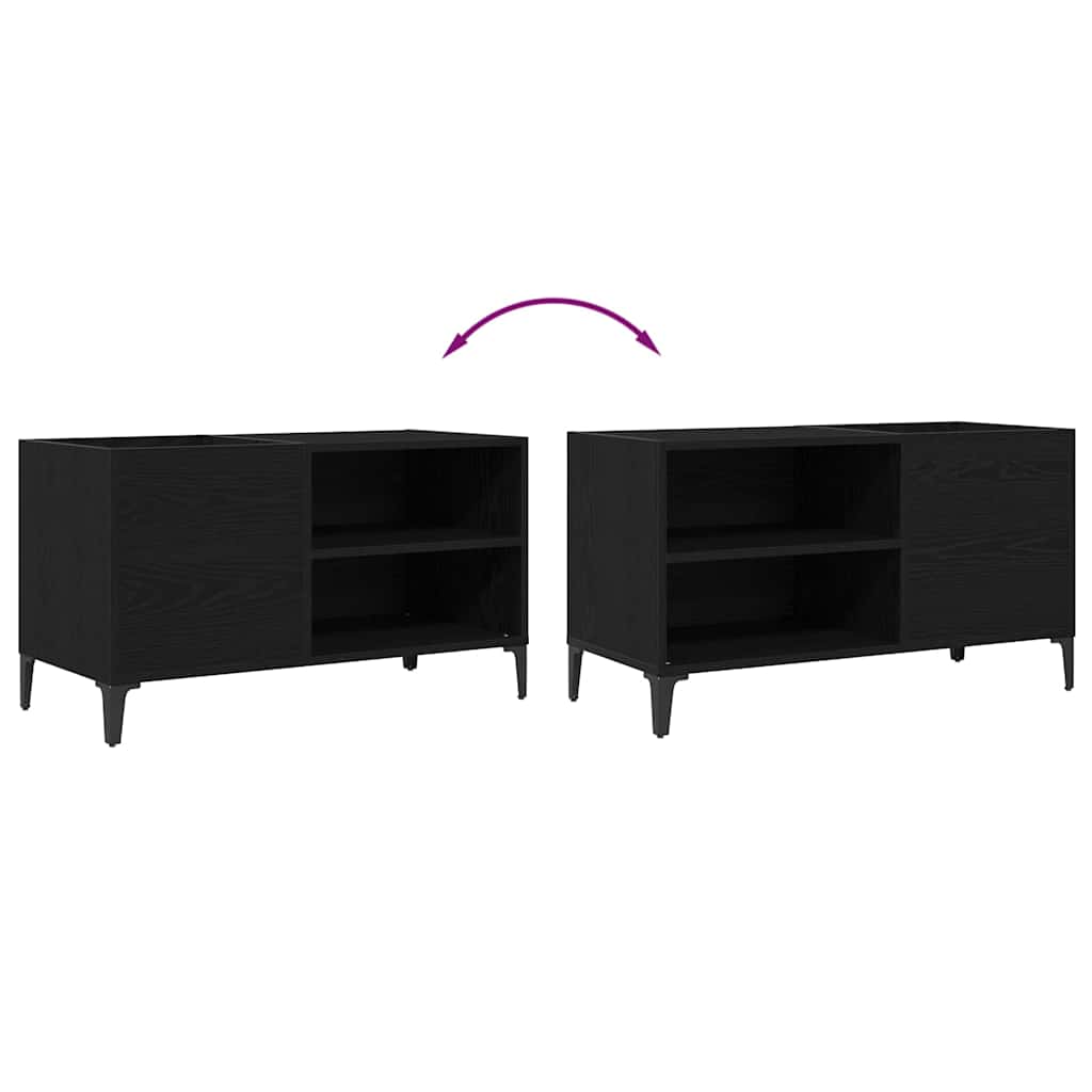 Pladeskab med hylde Sort eg 84,5 x 38 x 48 cm Konstrueret træ