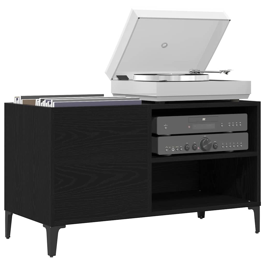 Pladeskab med hylde Sort eg 84,5 x 38 x 48 cm Konstrueret træ
