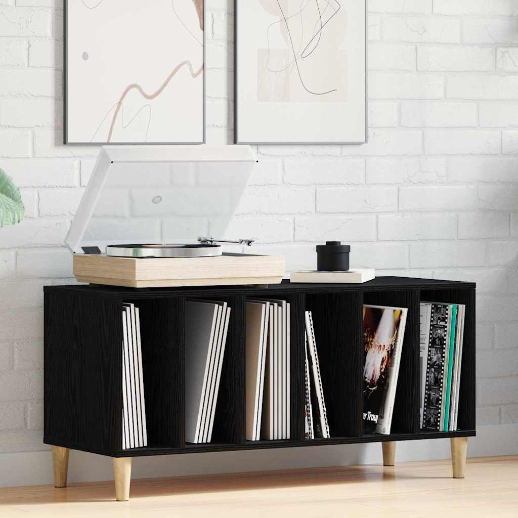 Pladeskab med hylde Sort eg 100 x 38 x 48 cm Konstrueret træ