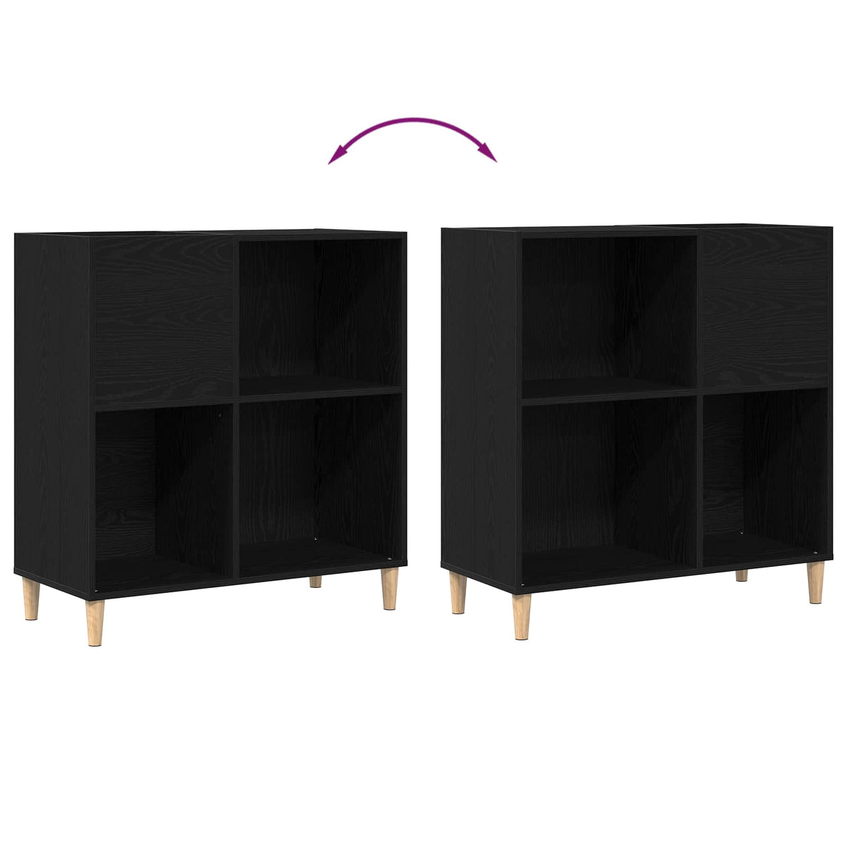 Pladeskab med hylde Sort eg 84,5 x 38 x 89 cm Konstrueret træ