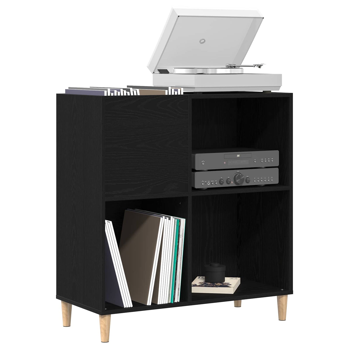Pladeskab med hylde Sort eg 84,5 x 38 x 89 cm Konstrueret træ