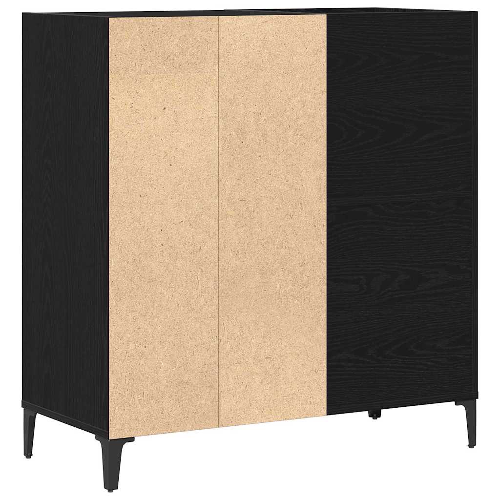 Pladeskab med hylde Sort eg 84,5 x 38 x 89 cm Konstrueret træ