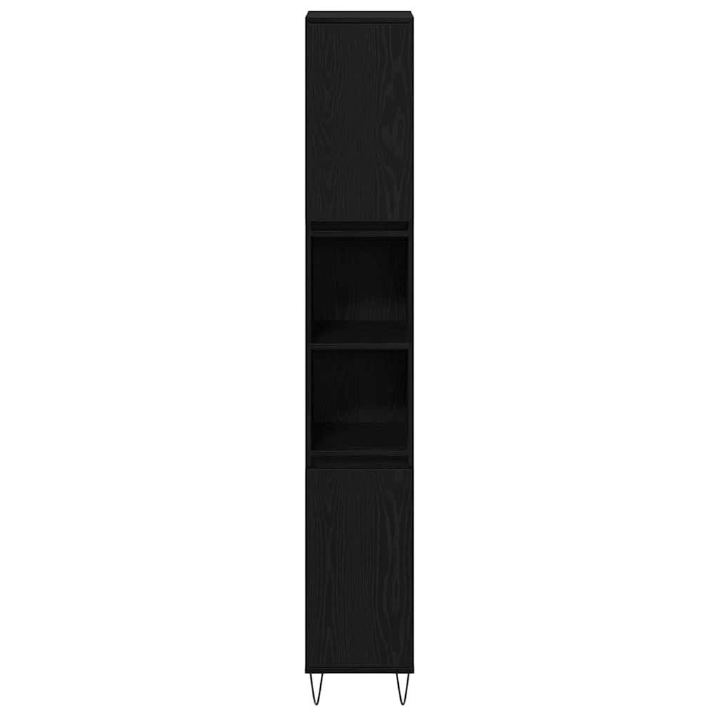 Badeværelsesskab Sort eg 30 x 30 x 190 cm Konstrueret træ