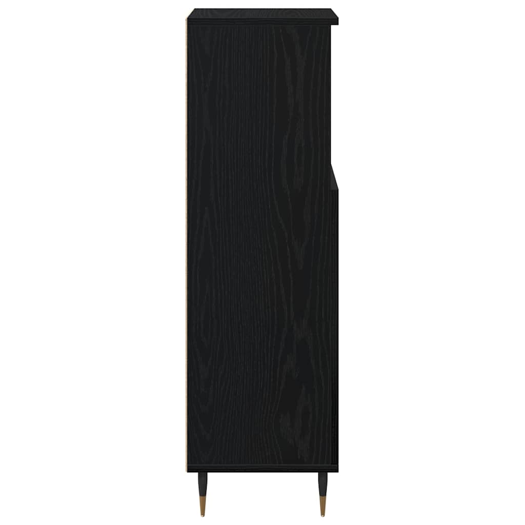 Badeværelsesskab Sort eg 30 x 30 x 100 cm Konstrueret træ