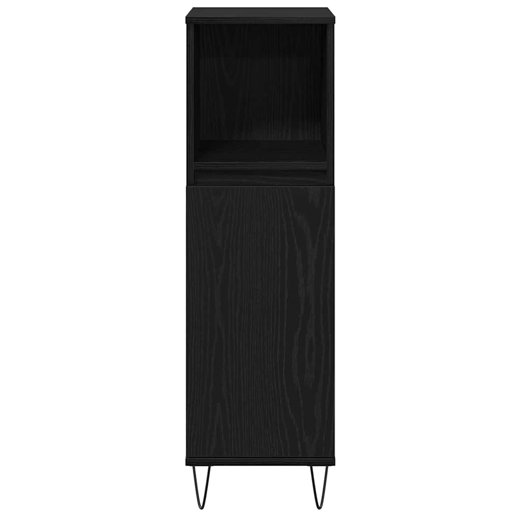 Badeværelsesskab Sort eg 30 x 30 x 100 cm Konstrueret træ