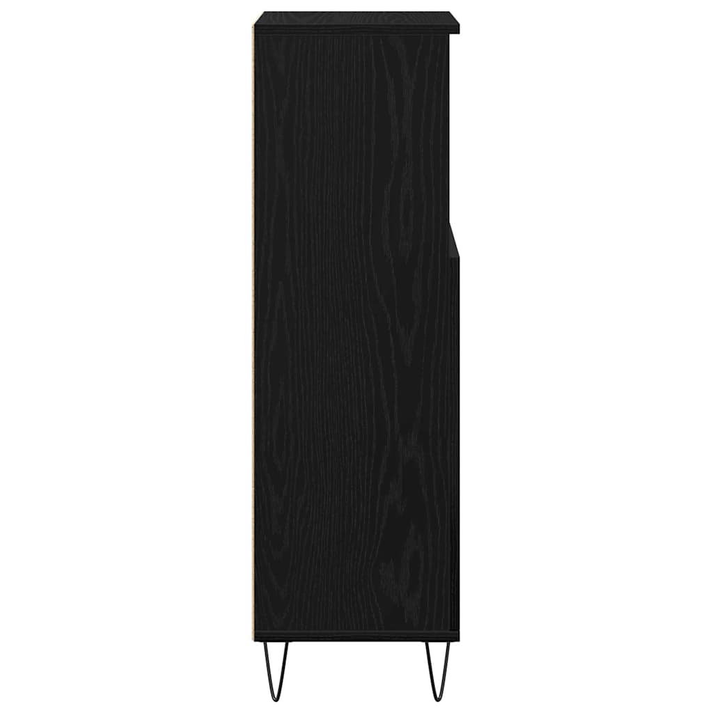 Badeværelsesskab Sort eg 30 x 30 x 100 cm Konstrueret træ