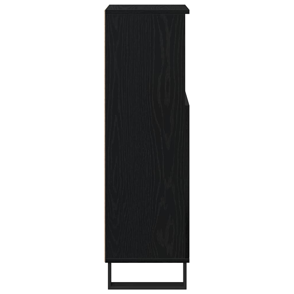 Badeværelsesskab Sort eg 30 x 30 x 100 cm Konstrueret træ