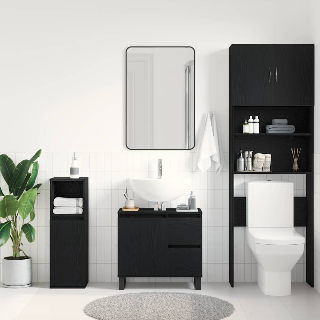 Badeværelsesskabsunder Sort eg 65 x 33 x 60 cm Konstrueret træ