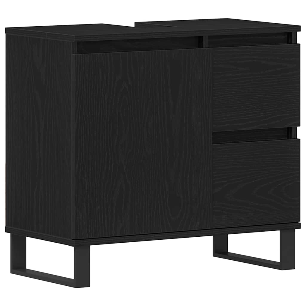 Badeværelsesskabsunder Sort eg 65 x 33 x 60 cm Konstrueret træ