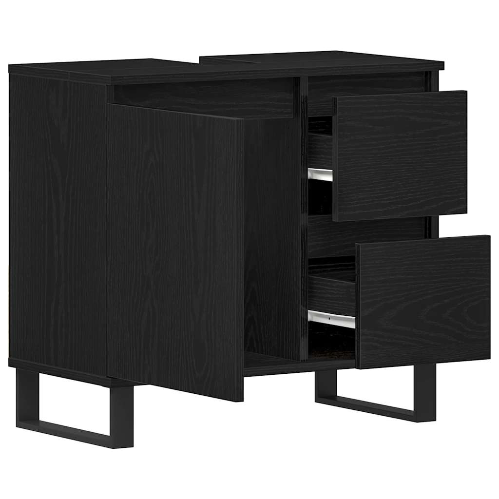 Badeværelsesskabsunder Sort eg 65 x 33 x 60 cm Konstrueret træ