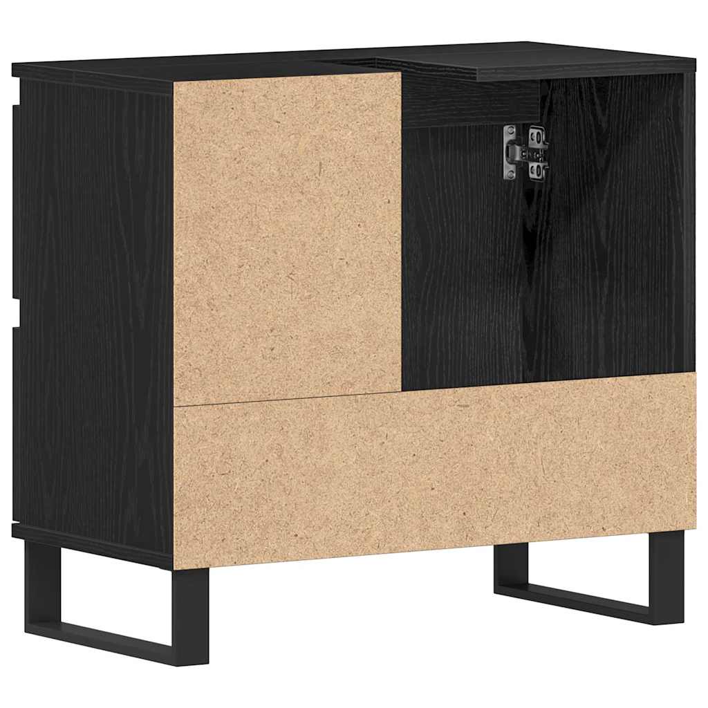 Badeværelsesskabsunder Sort eg 65 x 33 x 60 cm Konstrueret træ