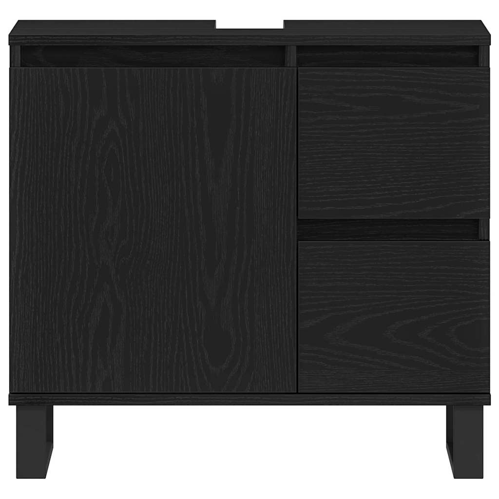 Badeværelsesskabsunder Sort eg 65 x 33 x 60 cm Konstrueret træ