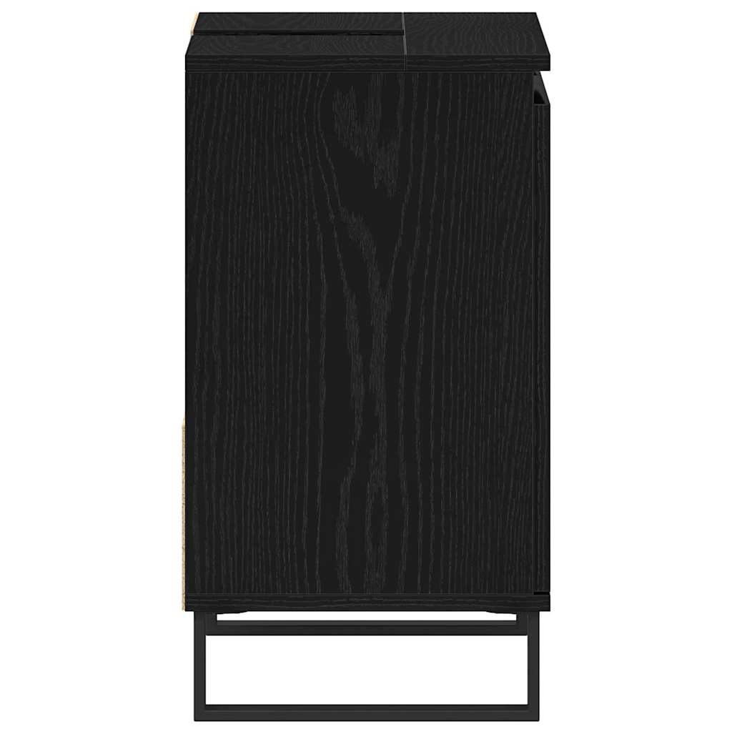 Badeværelsesskabsunder Sort eg 65 x 33 x 60 cm Konstrueret træ