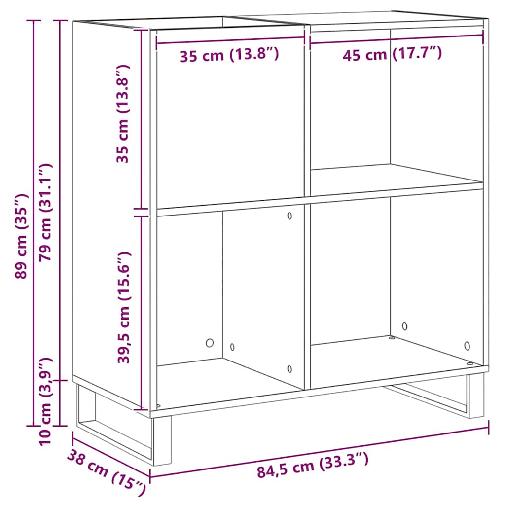 Pladeskab Gammelt træ 84,5 x 38 x 89 cm Konstrueret træ