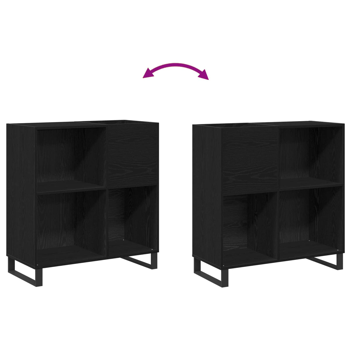 Pladeskab Sort eg 84,5 x 38 x 89 cm Konstrueret træ