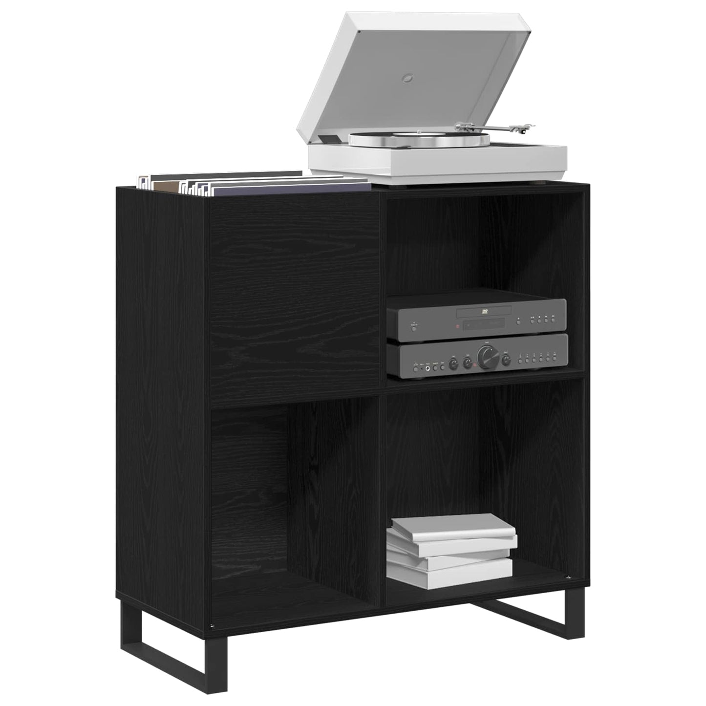 Pladeskab Sort eg 84,5 x 38 x 89 cm Konstrueret træ