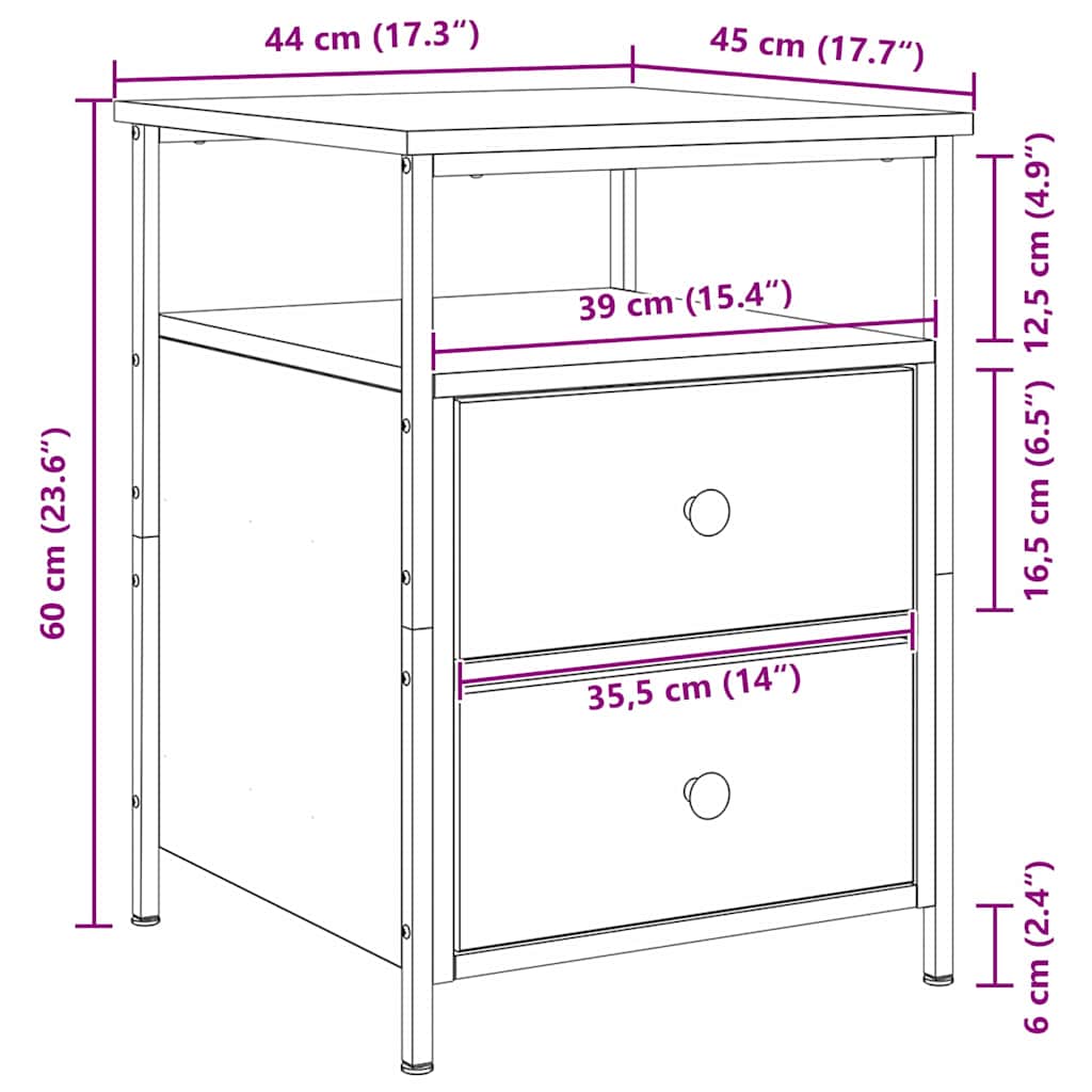 Natskab 2 stk. Sort eg 34 x 35,5 x 50 cm Konstrueret træ