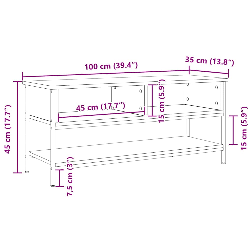 TV-møbelsæt 100 x 35 x 45 cm Sort eg Konstrueret træ