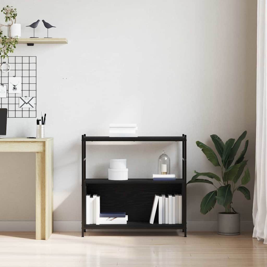 Bogreol 80 x 30 x 78,5 cm Konstrueret træ Sort eg