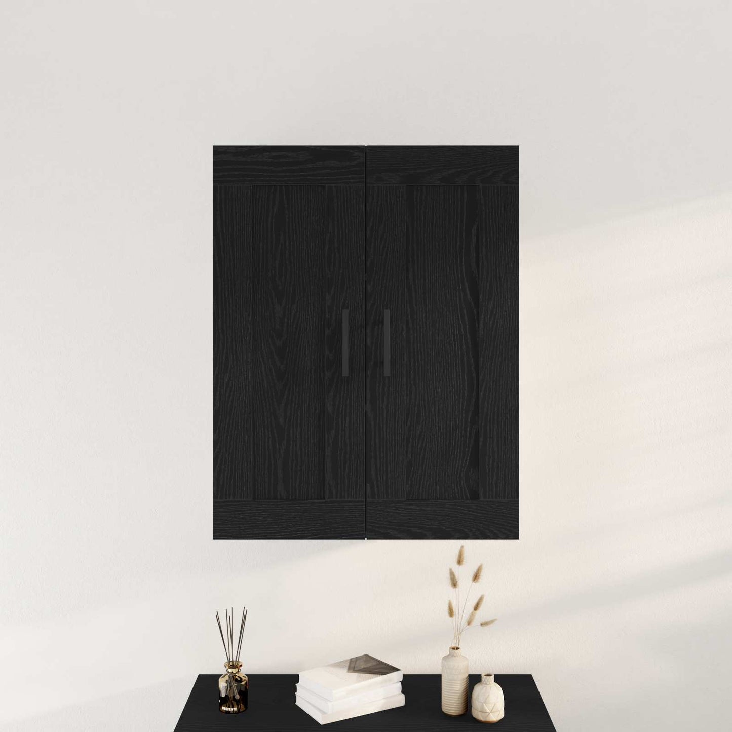 Væghængt skab Sort eg 69,5 x 34 x 90 cm Konstrueret træ