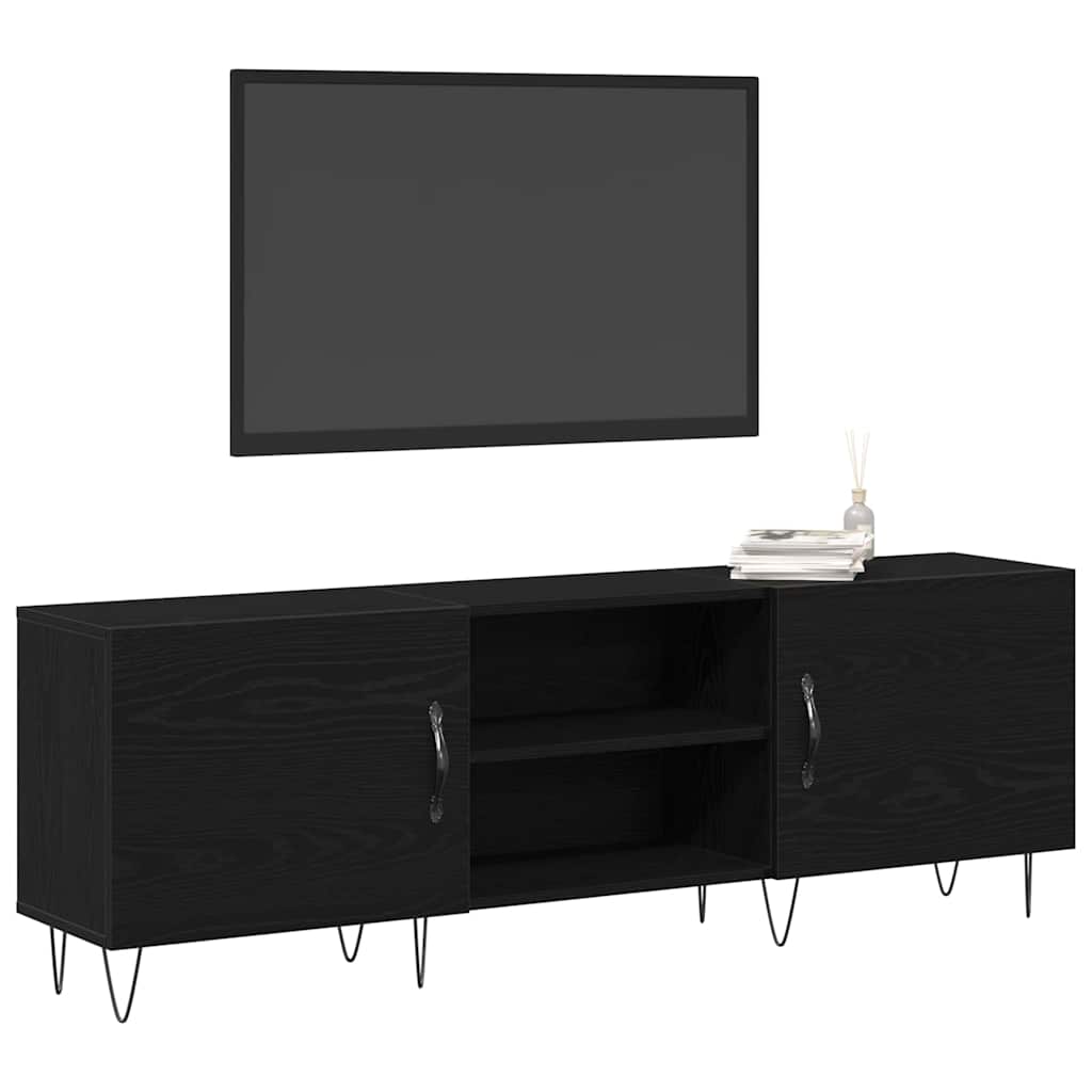 TV-møbelsæt 150 x 30 x 50 cm Sort eg Konstrueret træ